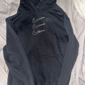 NIKE black rhinestone nike sign hoodie
